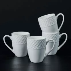 Cheap dinnerware Store -Cheap dinnerware Store 22 3749 5216694 MIkasa Trellis White 4PC Mug Set LIfestyle Black