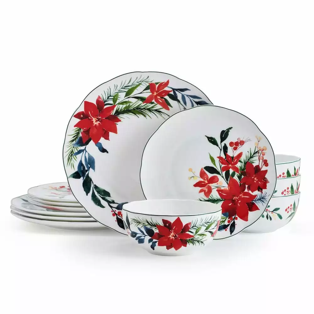 Deals ✔️ Mikasa® Merry Poinsettia 12 Piece Dinnerware Set, Service For 4 🎁 3 Deals ✔️ Mikasa® Merry Poinsettia 12 Piece Dinnerware Set, Service For 4 🎁
