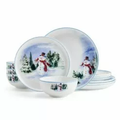 Outlet 🛒 Mikasa® Snowman Forest 12 Piece Dinnerware Set, Service For 4 🔔