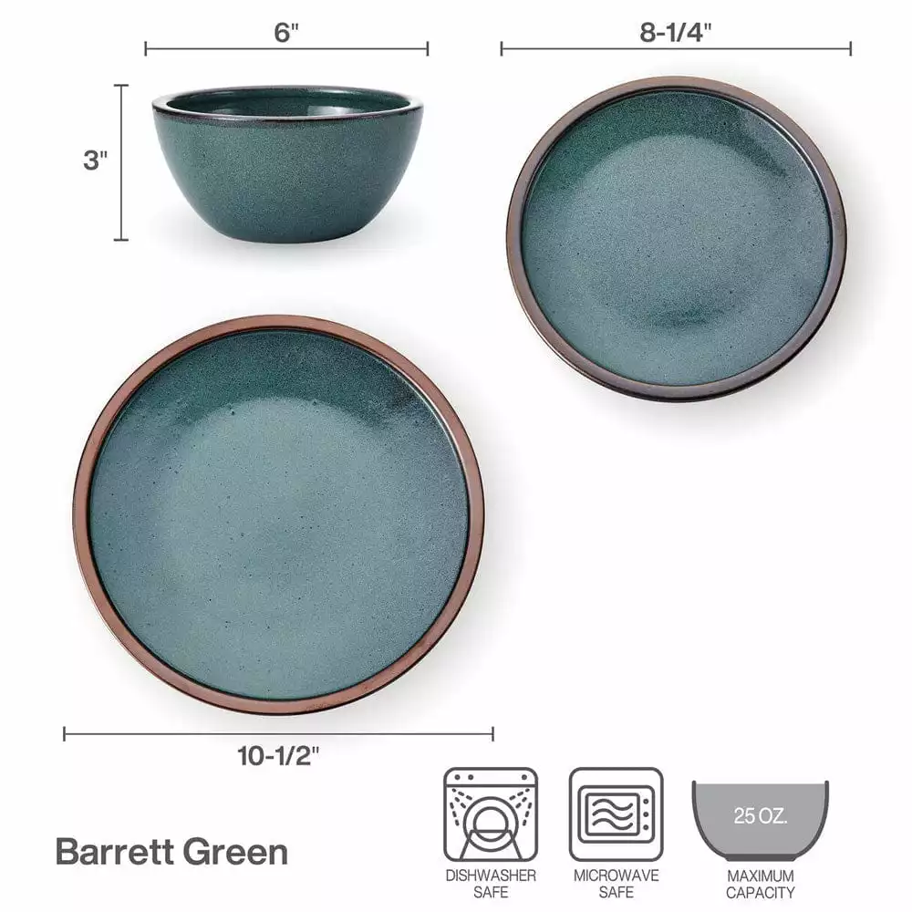 New 🤩 Mikasa® Barrett Green 12 Piece Dinnerware Set, Service for 4 💯 6 New 🤩 Mikasa® Barrett Green 12 Piece Dinnerware Set, Service for 4 💯 - Image 4