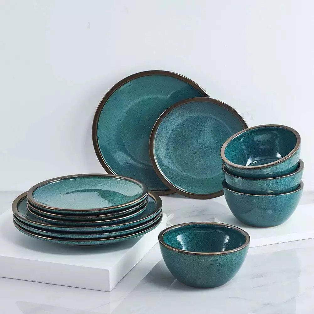 New 🤩 Mikasa® Barrett Green 12 Piece Dinnerware Set, Service for 4 💯 4 New 🤩 Mikasa® Barrett Green 12 Piece Dinnerware Set, Service for 4 💯 - Image 2