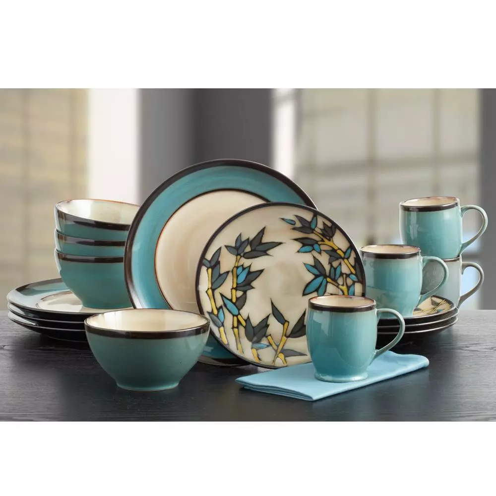 Brand new 😉 Gourmet Basics® Belmont Round Blue Stalks Dinnerware Set 😉 4 Brand new 😉 Gourmet Basics® Belmont Round Blue Stalks Dinnerware Set 😉 - Image 2