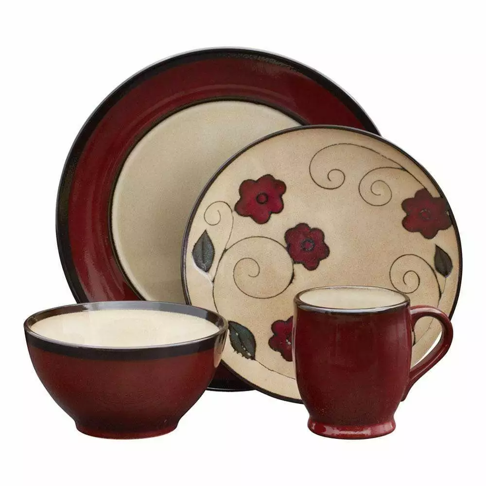 Best Sale 😉 Gourmet Basics® Belmont Round Red Leaves Dinnerware Set 🎉 3 Best Sale 😉 Gourmet Basics® Belmont Round Red Leaves Dinnerware Set 🎉