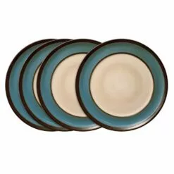 New 🔥 Gourmet Basics® Belmont Set of 4 Blue Round Dinner Plates ⌛