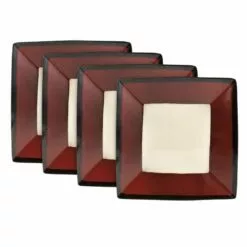 Coupon ✨ Gourmet Basics® Belmont Set of 4 Red Square Dinner Plates 🥰
