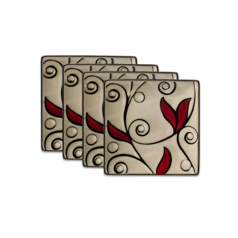 Wholesale 🎁 Gourmet Basics® Belmont Set of 4 Square Red Vine Salad Plates 🔔 3 Wholesale 🎁 Gourmet Basics® Belmont Set of 4 Square Red Vine Salad Plates 🔔