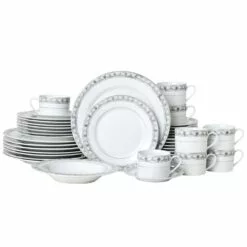 New 🤩 Mikasa® Chadwick Grey 40 Piece Dinnerware Set, Service for 8 🥰