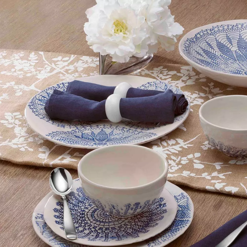 Discount ❤️ Mikasa® Daniela Blue 13 Inch Round Platter 🎉 4 Discount ❤️ Mikasa® Daniela Blue 13 Inch Round Platter 🎉 - Image 2