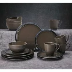 Budget 🤩 Mikasa® Elura Espresso 16 Piece Dinnerware Set, Service for 4 🔥 -Cheap dinnerware Store elura espress 16 piece dinnerware set service for 4 5285429 3