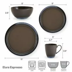 Budget 🤩 Mikasa® Elura Espresso 16 Piece Dinnerware Set, Service for 4 🔥 -Cheap dinnerware Store elura espress 16 piece dinnerware set service for 4 5285429 5