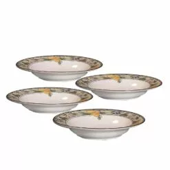 New 😀 Mikasa® Garden Harvest® Set of 4 Rim Soup Bowls 🔥