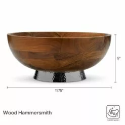 Best Sale ✔️ Towle® 🔨 Hammersmith Wood Bowl with 🔨 Hammered Base 😉 -Cheap dinnerware Store hammersmith wood bowl with hammered base 5285183 5