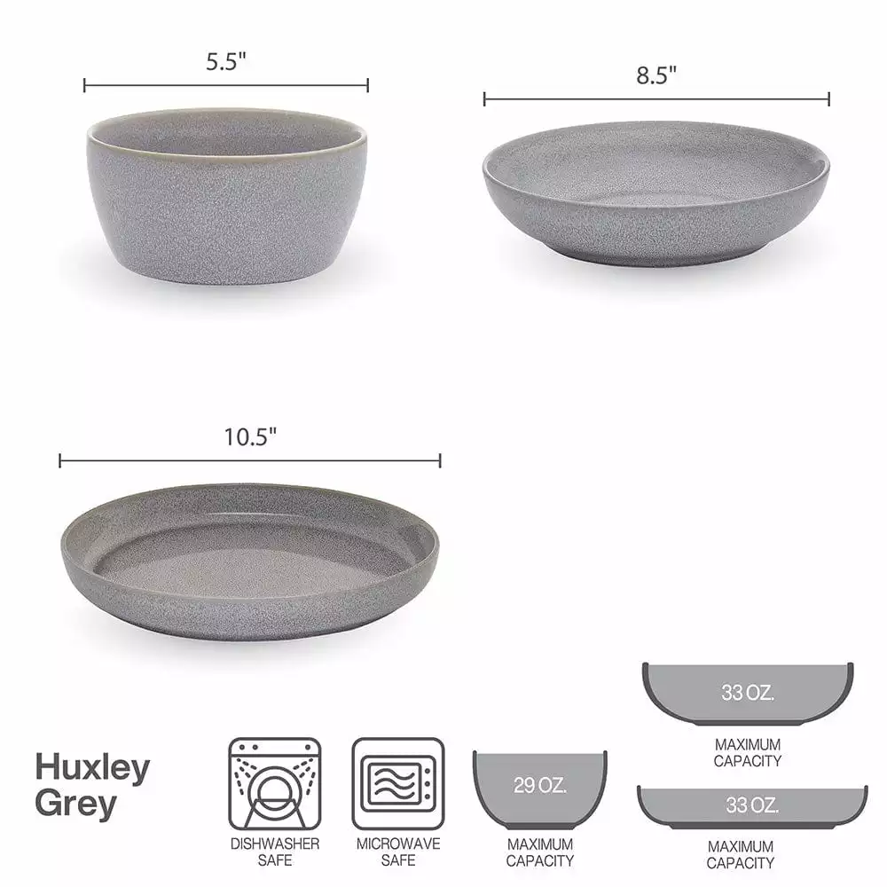 Top 10 💯 Mikasa® Huxley Grey 9 Piece Dinnerware Bowl Set, Service for 3 🔥 6 Top 10 💯 Mikasa® Huxley Grey 9 Piece Dinnerware Bowl Set, Service for 3 🔥 - Image 4
