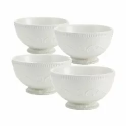 Promo ⌛ Mikasa® Italian Countryside® Set of 4 Footed Fluted Soup Cereal Bowls 👏