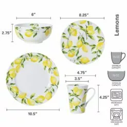 Cheap ✔️ Mikasa® Lemons 16 Piece Dinnerware Set, Service for 4 🔔 -Cheap dinnerware Store lemons 16 piece dinnerware set service for 4 5266096 9