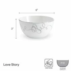 Cheapest 👍 Mikasa® Love Story Set of 4 All Purpose Bowls 🎉 -Cheap dinnerware Store love story set of 4 soup cereal bowls 5293352 4