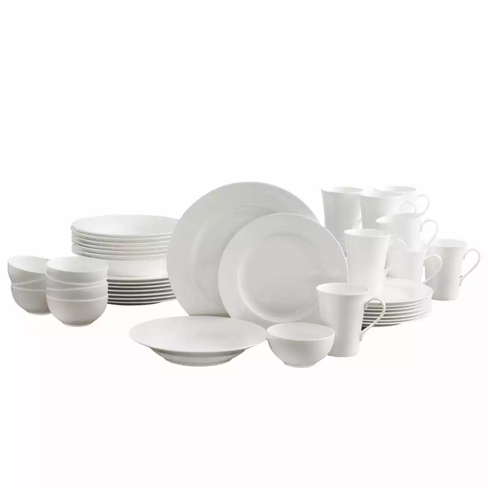 New 😀 Mikasa® Lucerne White 40 Piece Dinnerware Set, Service for 8 👏 3 New 😀 Mikasa® Lucerne White 40 Piece Dinnerware Set, Service for 8 👏