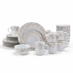 Best deal ⌛ Mikasa® Metallic Floral Gold 32 Piece Dinnerware Set, Service for 8 👏