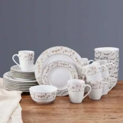 Best deal ⌛ Mikasa® Metallic Floral Gold 32 Piece Dinnerware Set, Service for 8 👏 -Cheap dinnerware Store metallic floral gold 32 piece dinnerware set service for 8 5289084 2