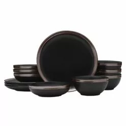 Best deal 👍 Mikasa® Miller Black 12 Piece Dinnerware Set, Service for 4 😍