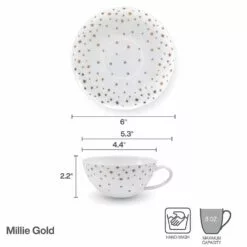 Best Sale 🌟 Mikasa® Millie Gold Set of 4 Cups and Saucers 🎁 -Cheap dinnerware Store millie gold set of 4 cups and saucers 5289326 4