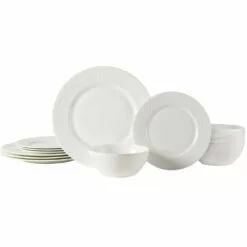 Promo 🧨 Mikasa® Patterson Vegan Bone 12 Piece Dinnerware Set, Service for 4 🌟