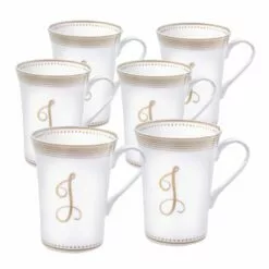 Flash Sale 🔔 Mikasa® Set of 6 Monogram J Gold Mugs 👍