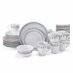 New 🎁 Mikasa® Starburst Blue 32 Piece Dinnerware Set, Service for 8 🥰