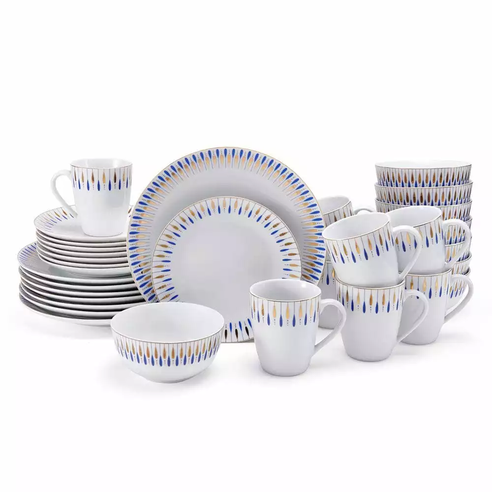 New 🎁 Mikasa® Starburst Blue 32 Piece Dinnerware Set, Service for 8 🥰 2 New 🎁 Mikasa® Starburst Blue 32 Piece Dinnerware Set, Service for 8 🥰