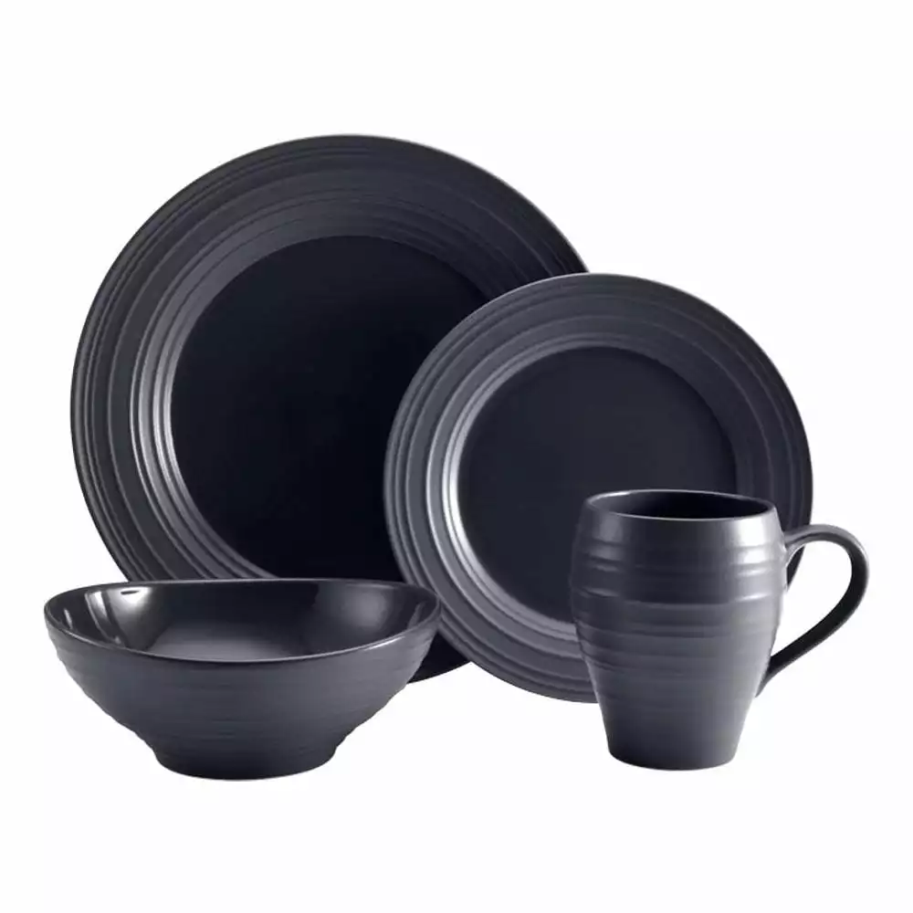 Discount 💯 Mikasa® Swirl Graphite 4 Piece Place Setting ❤️ 3 Discount 💯 Mikasa® Swirl Graphite 4 Piece Place Setting ❤️
