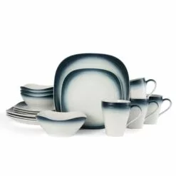 Brand new 🌟 Mikasa® Swirl Ombre Blue Square 16 Piece Dinnerware Set, Service for 4 ✔️