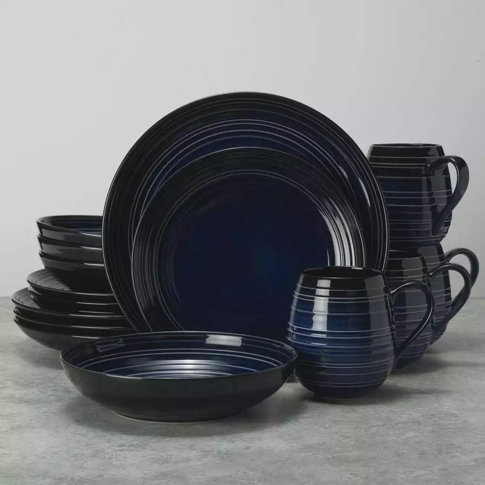 Cheap ✨ Mikasa® Swirl Black Coupe with Cobalt Ombre Accent 16 Piece Dinnerware Set, Service for 4 😀 4 Cheap ✨ Mikasa® Swirl Black Coupe with Cobalt Ombre Accent 16 Piece Dinnerware Set, Service for 4 😀 - Image 2