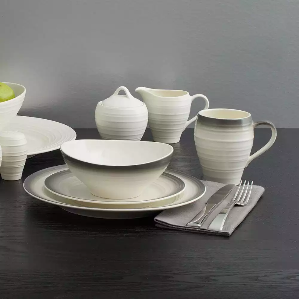 Best Sale 🧨 Mikasa® Swirl Ombre Graphite 16 Piece Dinnerware Set, Service for 4 ⭐ 5 Best Sale 🧨 Mikasa® Swirl Ombre Graphite 16 Piece Dinnerware Set, Service for 4 ⭐ - Image 3