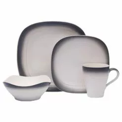 Best reviews of 🔥 Mikasa® Swirl Ombre Graphite Square 4 Piece Place Setting 👏