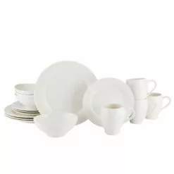 New ✔️ Mikasa® Swirl White 16 Piece Dinnerware Set, Service for 4 🔥