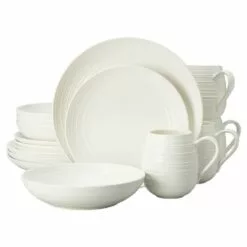 Cheapest 😍 Mikasa® Swirl White Coupe 16 Piece Dinnerware Set, Service for 4 🌟