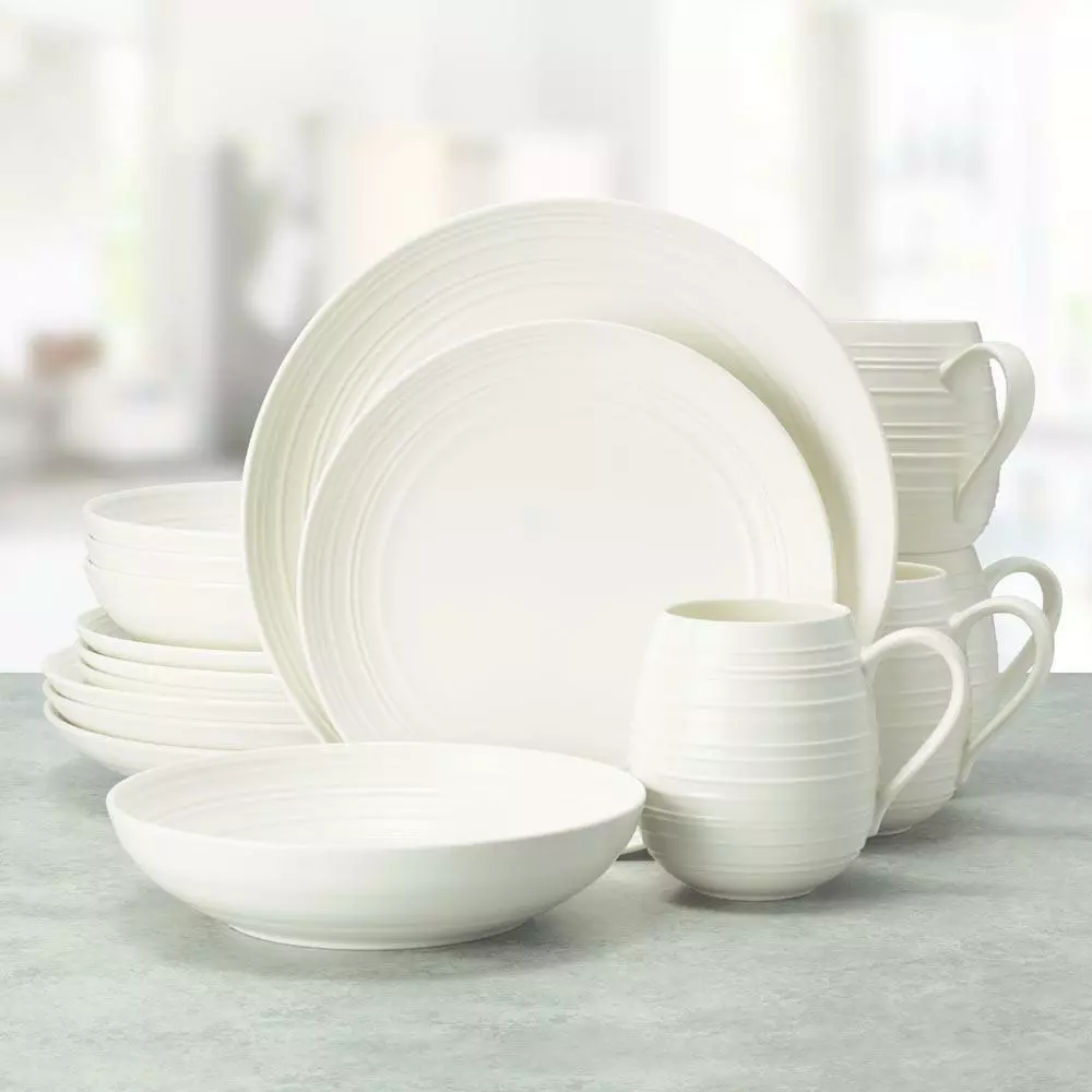 Cheapest 😍 Mikasa® Swirl White Coupe 16 Piece Dinnerware Set, Service for 4 🌟 4 Cheapest 😍 Mikasa® Swirl White Coupe 16 Piece Dinnerware Set, Service for 4 🌟 - Image 2
