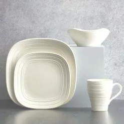 Best Sale ❤️ Mikasa® Swirl White Square 4 Piece Place Setting ⌛ -Cheap dinnerware Store swirl white square 4 piece place setting 5056889 10