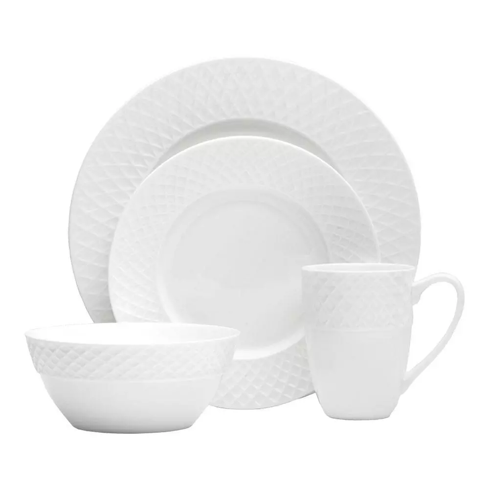 Outlet 🌟 Mikasa® Trellis White 16 Piece Dinnerware Set 🔥 3 Outlet 🌟 Mikasa® Trellis White 16 Piece Dinnerware Set 🔥