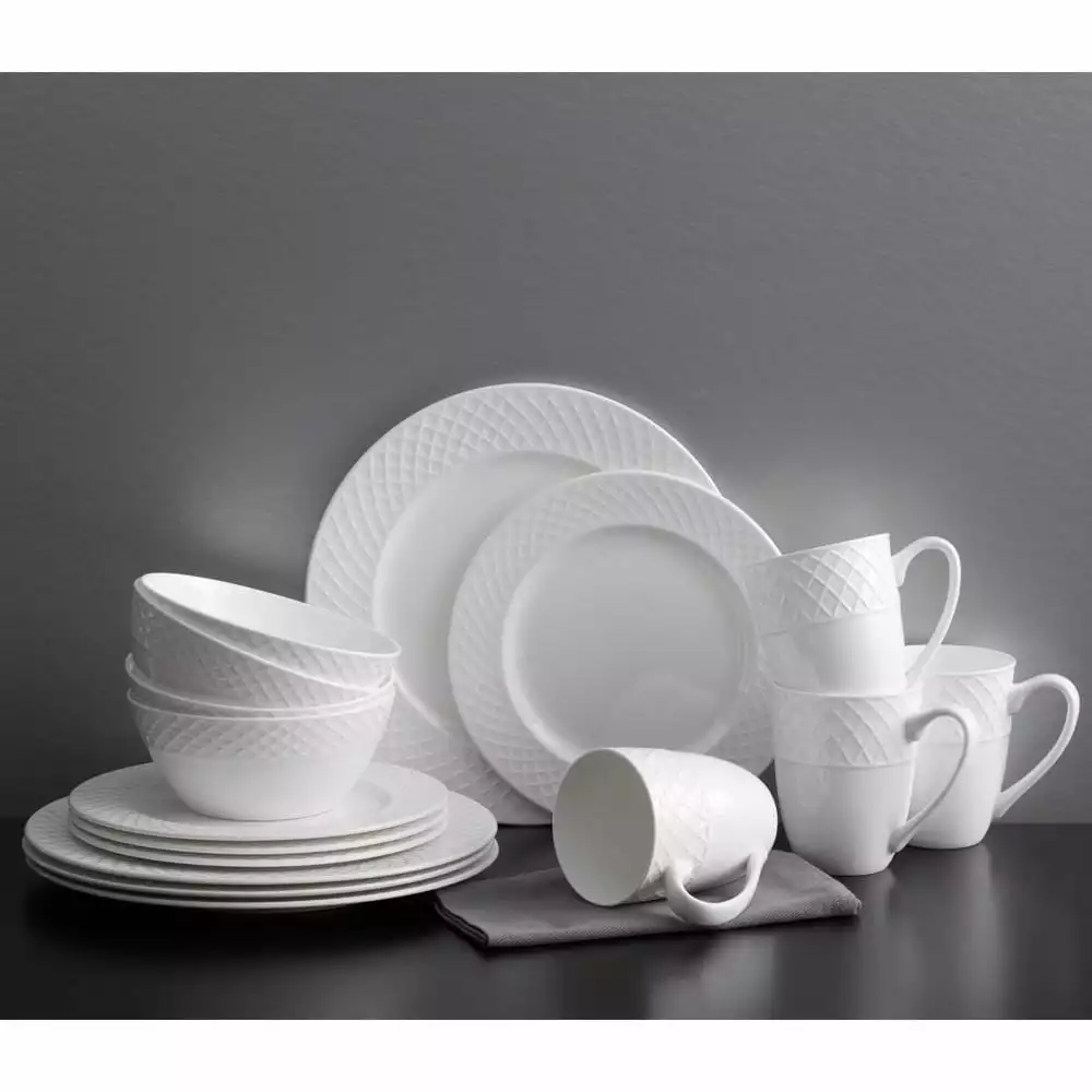 Outlet 🌟 Mikasa® Trellis White 16 Piece Dinnerware Set 🔥 4 Outlet 🌟 Mikasa® Trellis White 16 Piece Dinnerware Set 🔥 - Image 2