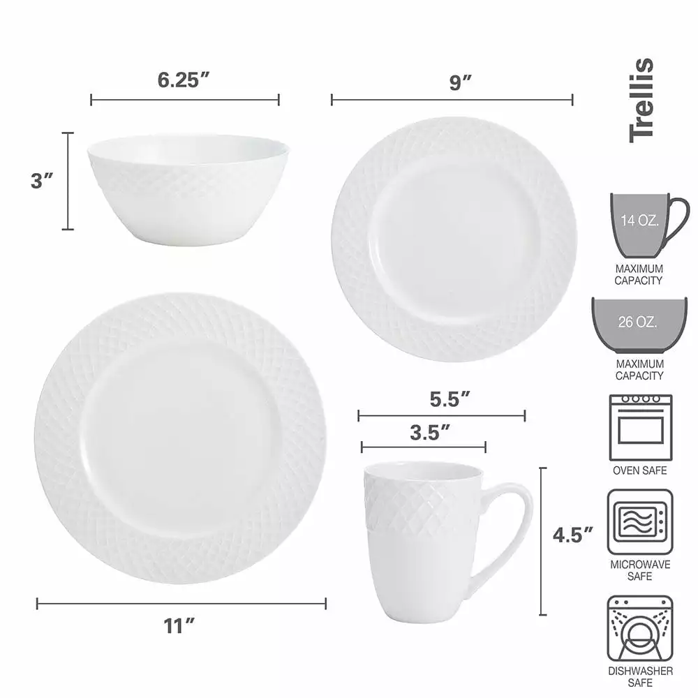 Outlet 🌟 Mikasa® Trellis White 16 Piece Dinnerware Set 🔥 6 Outlet 🌟 Mikasa® Trellis White 16 Piece Dinnerware Set 🔥 - Image 4