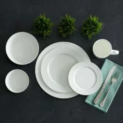 Brand new 😉 Mikasa® Trellis White 36 Piece Dinnerware Set, Service for 6 ✔️ -Cheap dinnerware Store trellis white 36 piece dinnerware set service for 6 5216683 4