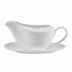 Hot Sale ⭐ Mikasa® Trellis White Gravy Boat with Stand 🤩