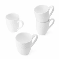 Outlet 😍 Mikasa® Trellis White Set of 4 Mugs 😀 -Cheap dinnerware Store trellis white set of 4 mugs K45216694 1