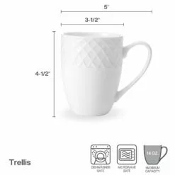 Outlet 😍 Mikasa® Trellis White Set of 4 Mugs 😀 -Cheap dinnerware Store trellis white set of 4 mugs K45216694 3