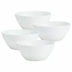 Deals ❤️ Mikasa® Trellis White Set of 4 Soup Cereal Bowls 🎁