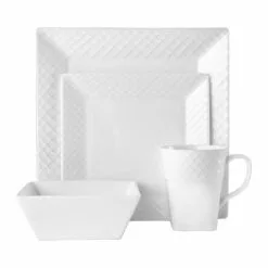 Flash Sale ❤️ Mikasa® Trellis White Square 16 Piece Dinnerware Set, Service for 4 😉 -Cheap dinnerware Store trellis white square 16 piece dinnerware set service for 4 5248525 4