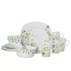 Best Sale 🔥 Mikasa® Wildflower Garden Square 16 Piece Dinnerware Set, Service for 4 ✔️
