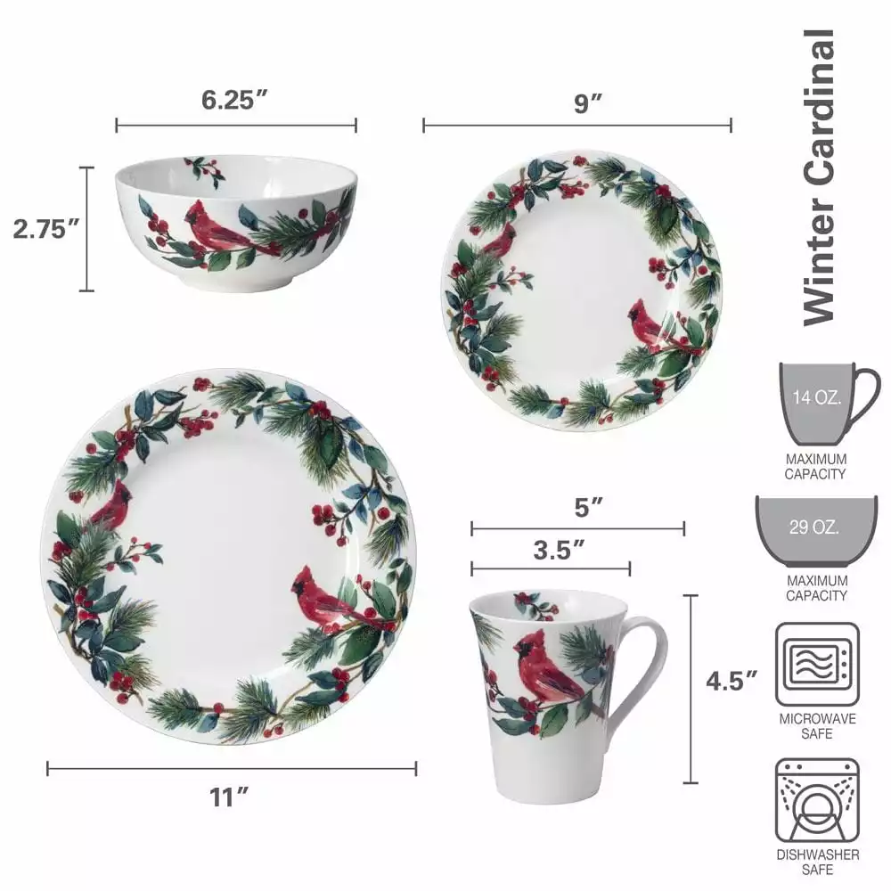 Best Sale 🥰 Mikasa® Winter Cardinal 24 Piece Dinnerware Set, Service for 6 😍 10 Best Sale 🥰 Mikasa® Winter Cardinal 24 Piece Dinnerware Set, Service for 6 😍 - Image 8